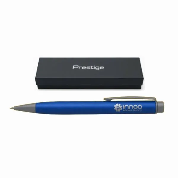 Boligrafo Grabado Laser Metalico Prestige Classic Azul con Estuche