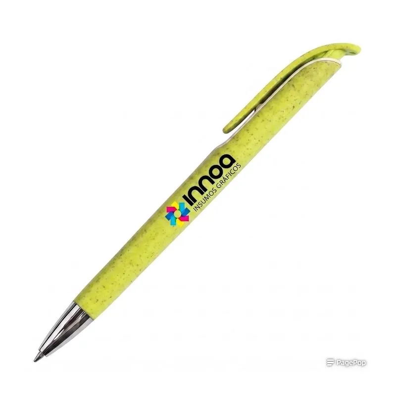 Boligrafo Impreso Full Color ECO FLORIDA Clip Verde Claro