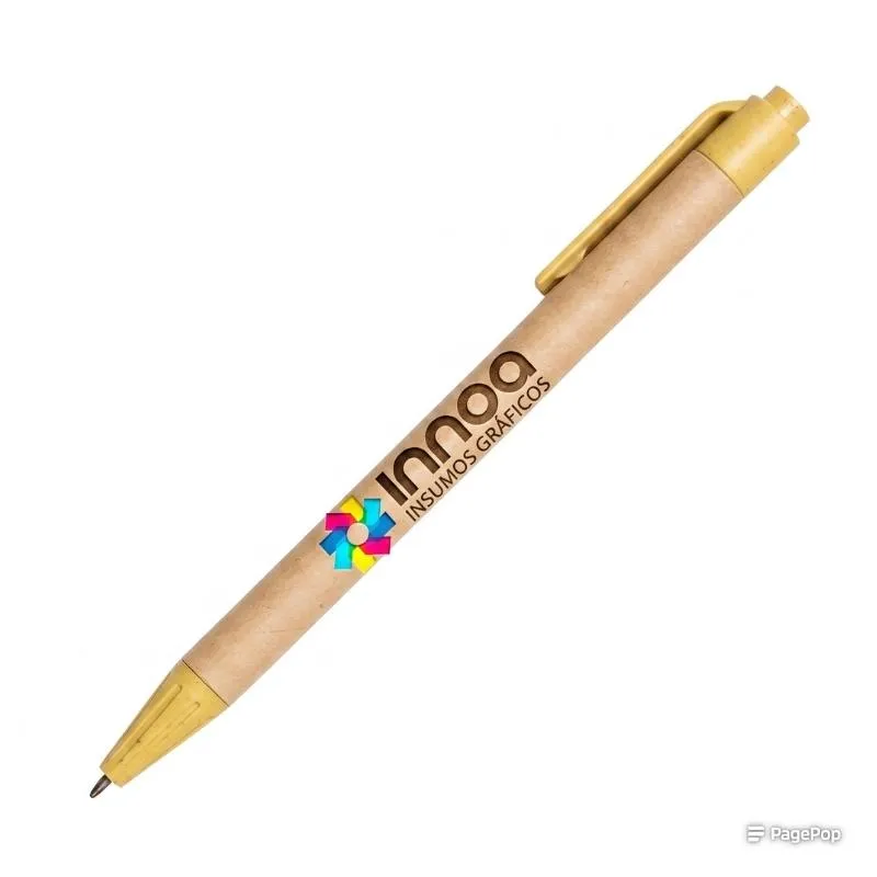 Boligrafo Impreso Full Color Eco FRIENDLY Clip Amarillo