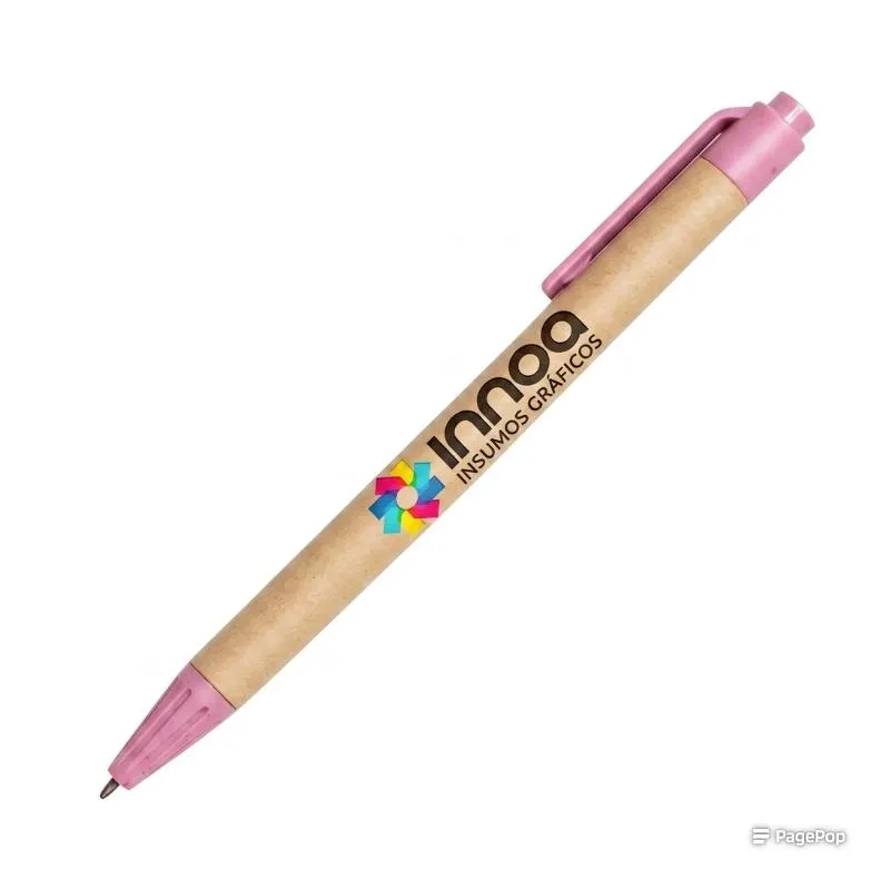Boligrafo Impreso Full Color Eco FRIENDLY Clip Rosa