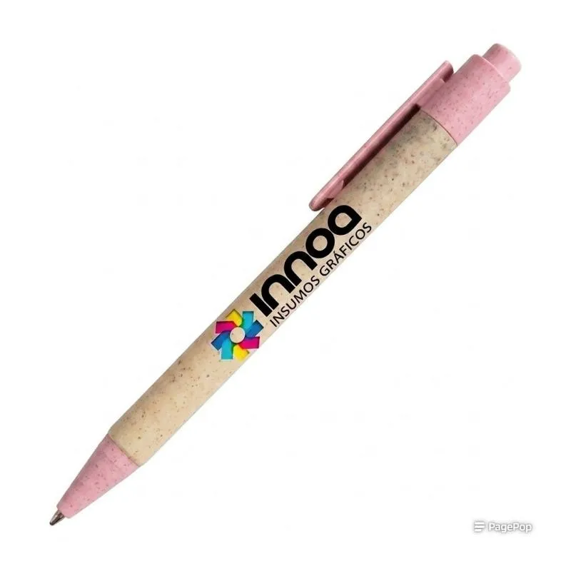 Boligrafo Impreso Full Color ECO KANSAS Clip Rosa Claro