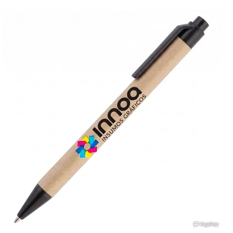 Boligrafo Impreso Full Color Eco Pen Clip Negro