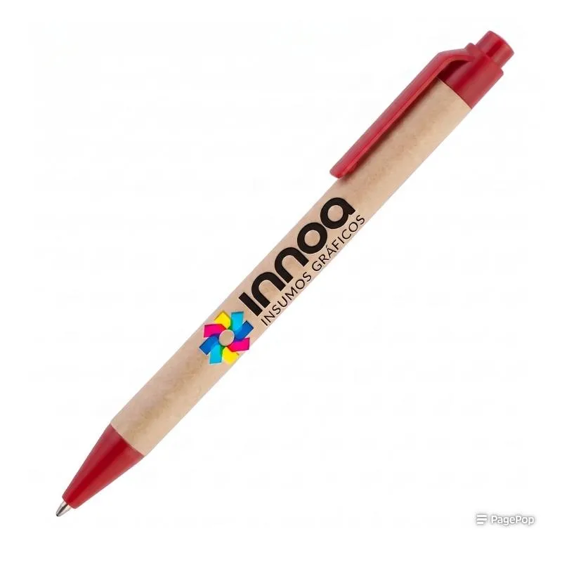 Boligrafo Impreso Full Color Eco Pen Clip Rojo