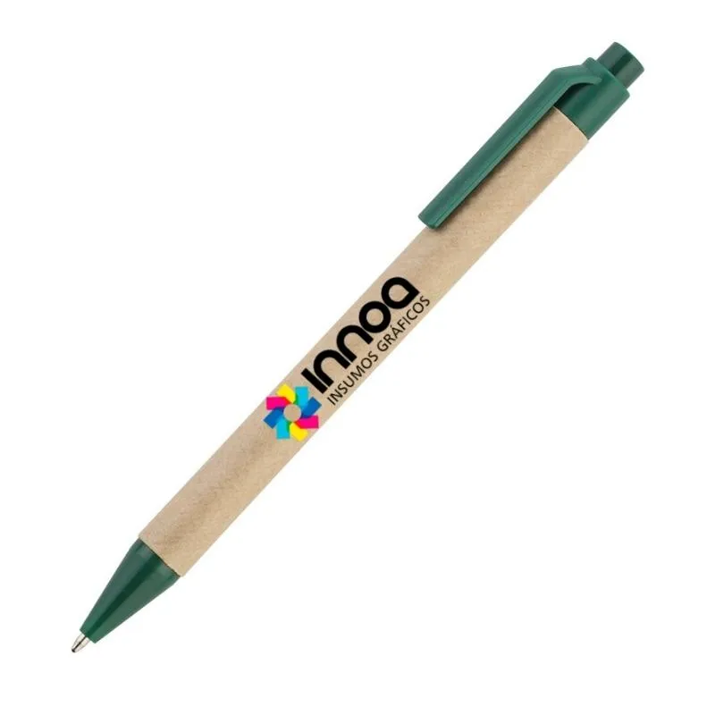 Boligrafo Impreso Full Color Eco Pen Clip Verde