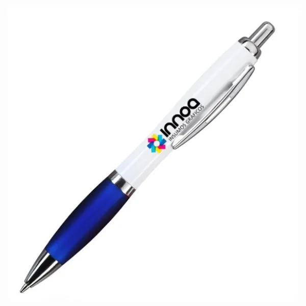 Boligrafo Impreso Full Color K750 PLASTICO CUERPO BLANCO GRIP AZUL