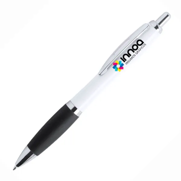 Boligrafo Impreso Full Color K750 PLASTICO CUERPO BLANCO GRIP NEGRO