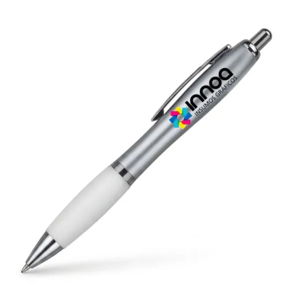 Boligrafo Impreso Full Color K750 PLASTICO CUERPO COLOR METAL GRIP BLANCO