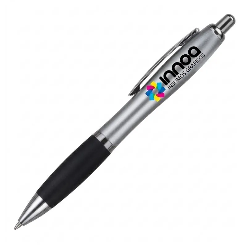 Boligrafo Impreso Full Color k750 PLASTICO CUERPO COLOR METAL GRIP NEGRO