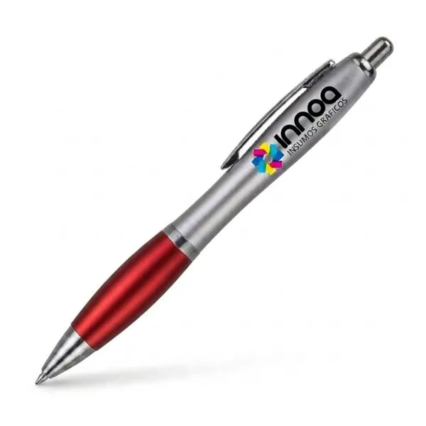 Boligrafo Impreso Full Color K750 PLASTICO CUERPO COLOR METAL GRIP rojo