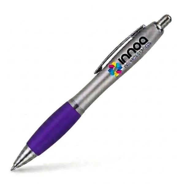 Boligrafo Impreso Full Color K750 PLASTICO CUERPO COLOR METAL GRIP violeta