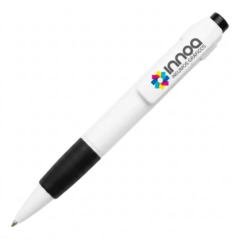 Boligrafo Impreso Full Color NIZA PLASTICO CUERPO BLANCO DETALLE NEGRO