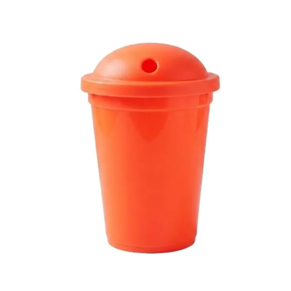 [6840] VASO MILK 330 CC NARANJA FLUOR (SIN SORBETE)