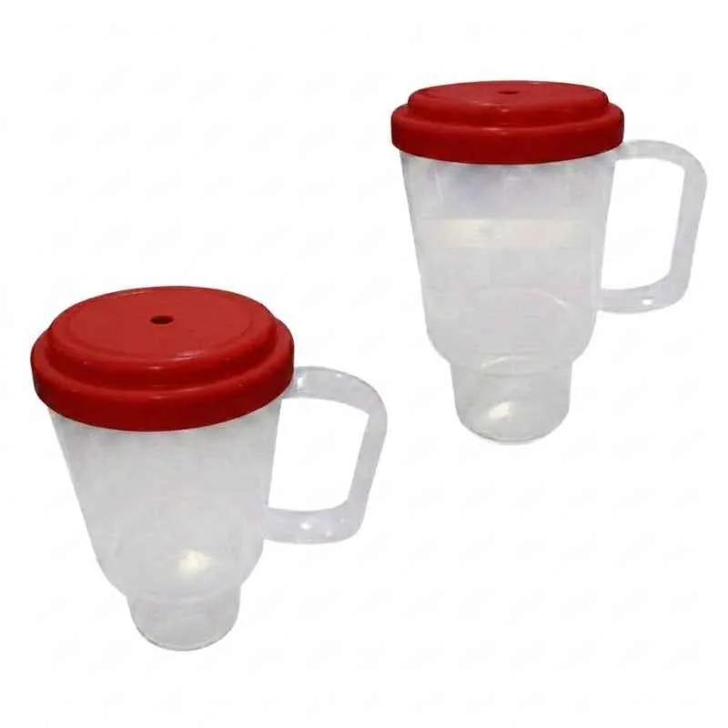 JARRO TRANSPARENTE CON TAPA 500 CC ROJO (SIN SORBETE)