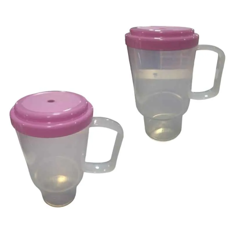 JARRO TRANSPARENTE CON TAPA 500 CC ROSA (SIN SORBETE)