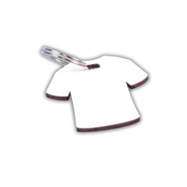 LLAVERO CAMISETA MADERA CRISTAL CON ARANDELA 5,5cm X 5,0CM